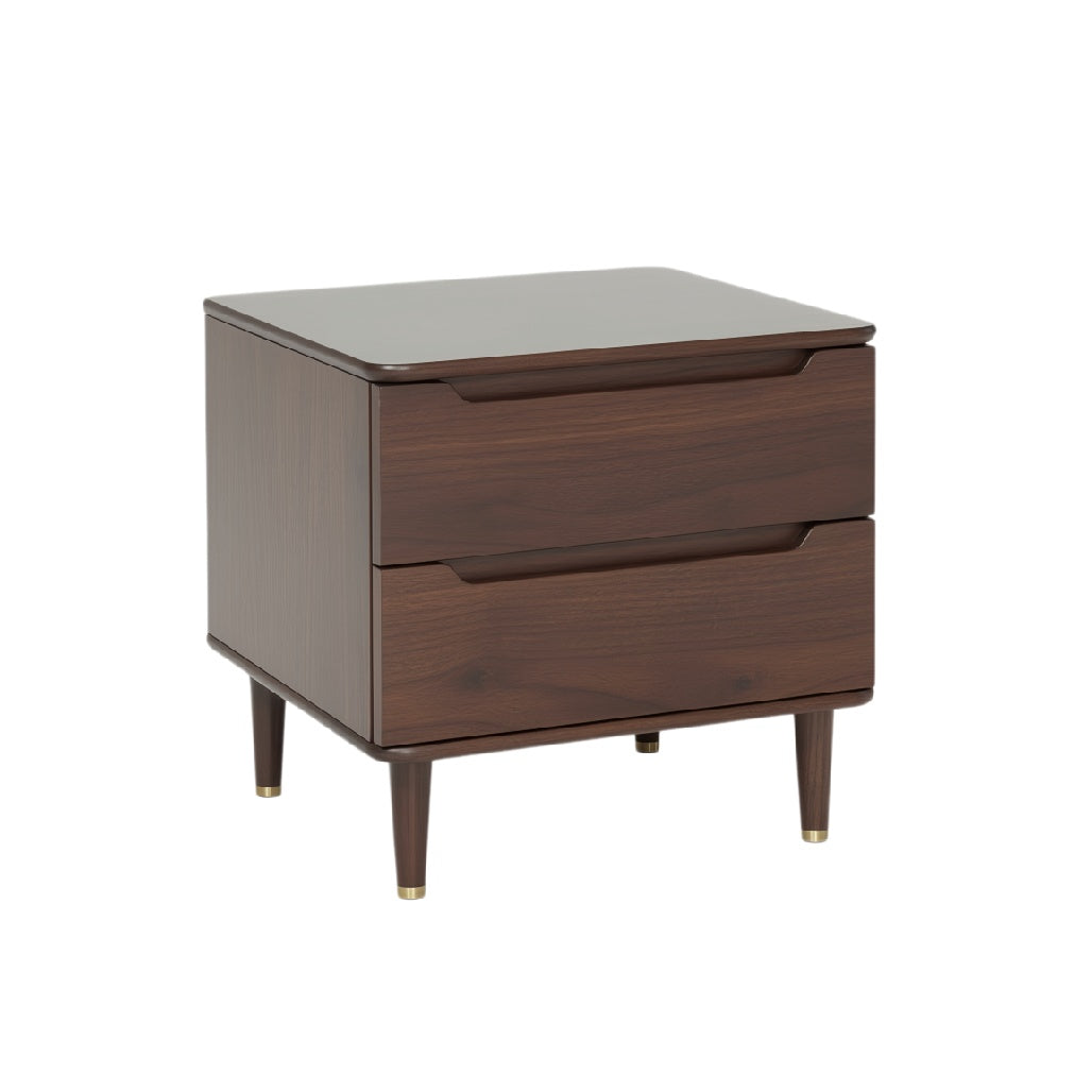 Modern Wooden Nightstand with Two Drawers and Minimalist Design