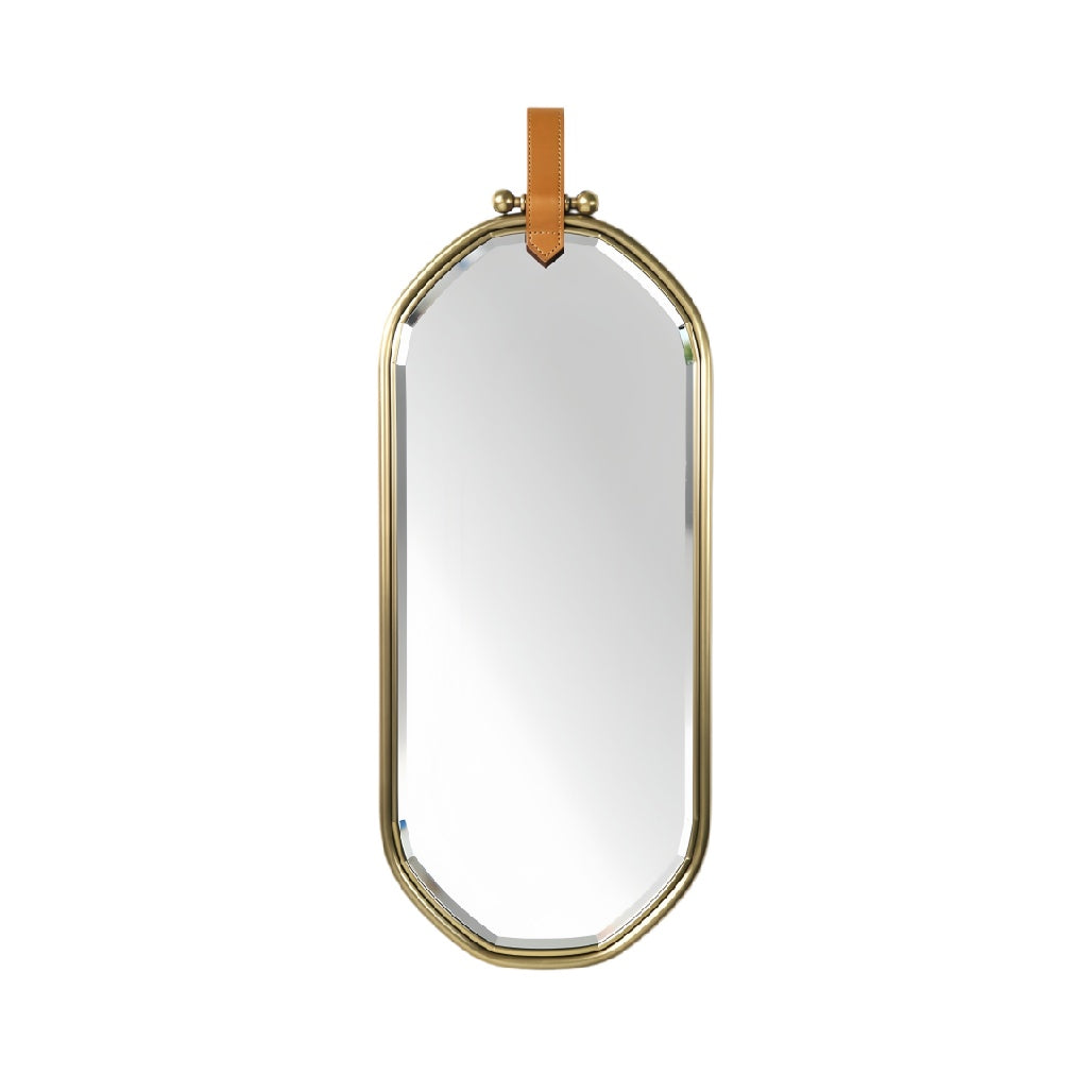 Elegant Octagonal Wall Mirror with Leather Strap